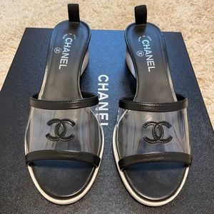 Chanel by the Sea PVC transparent/black mules